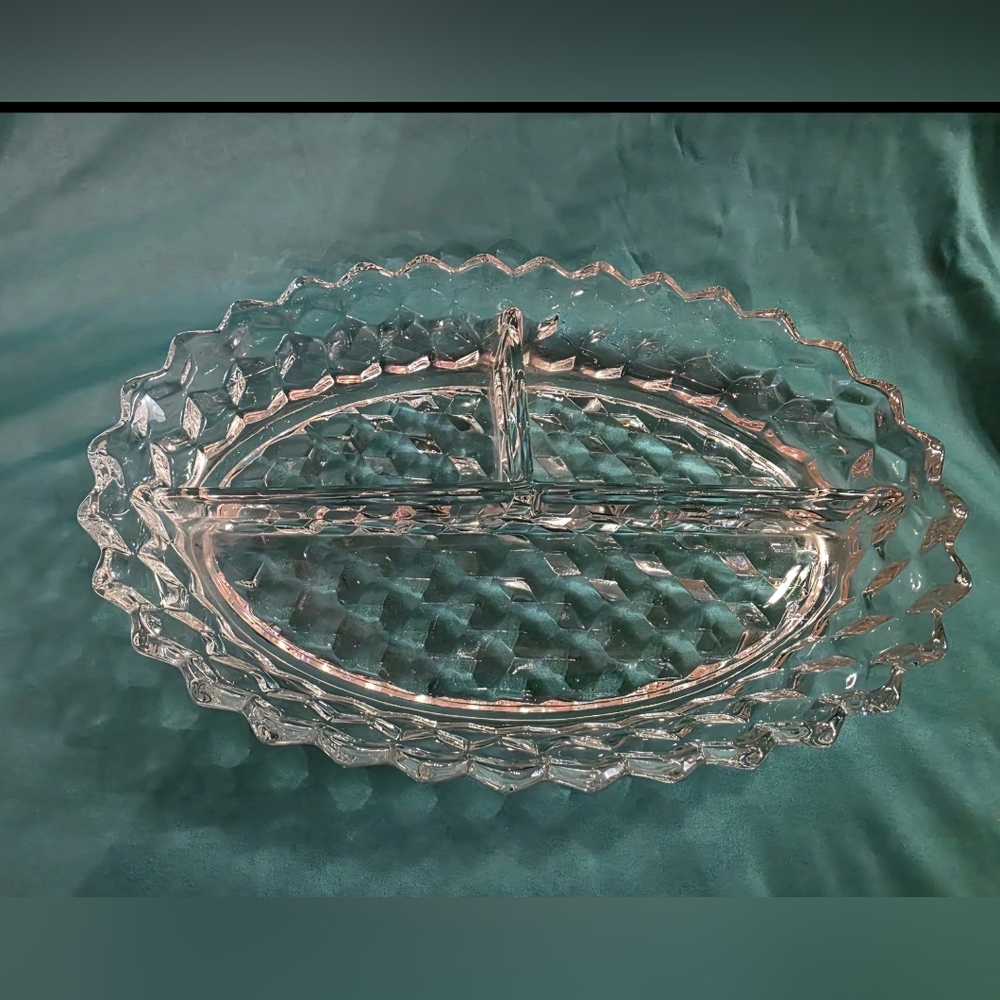 Vintage Sectioned Relish Dish.  UV reactive.